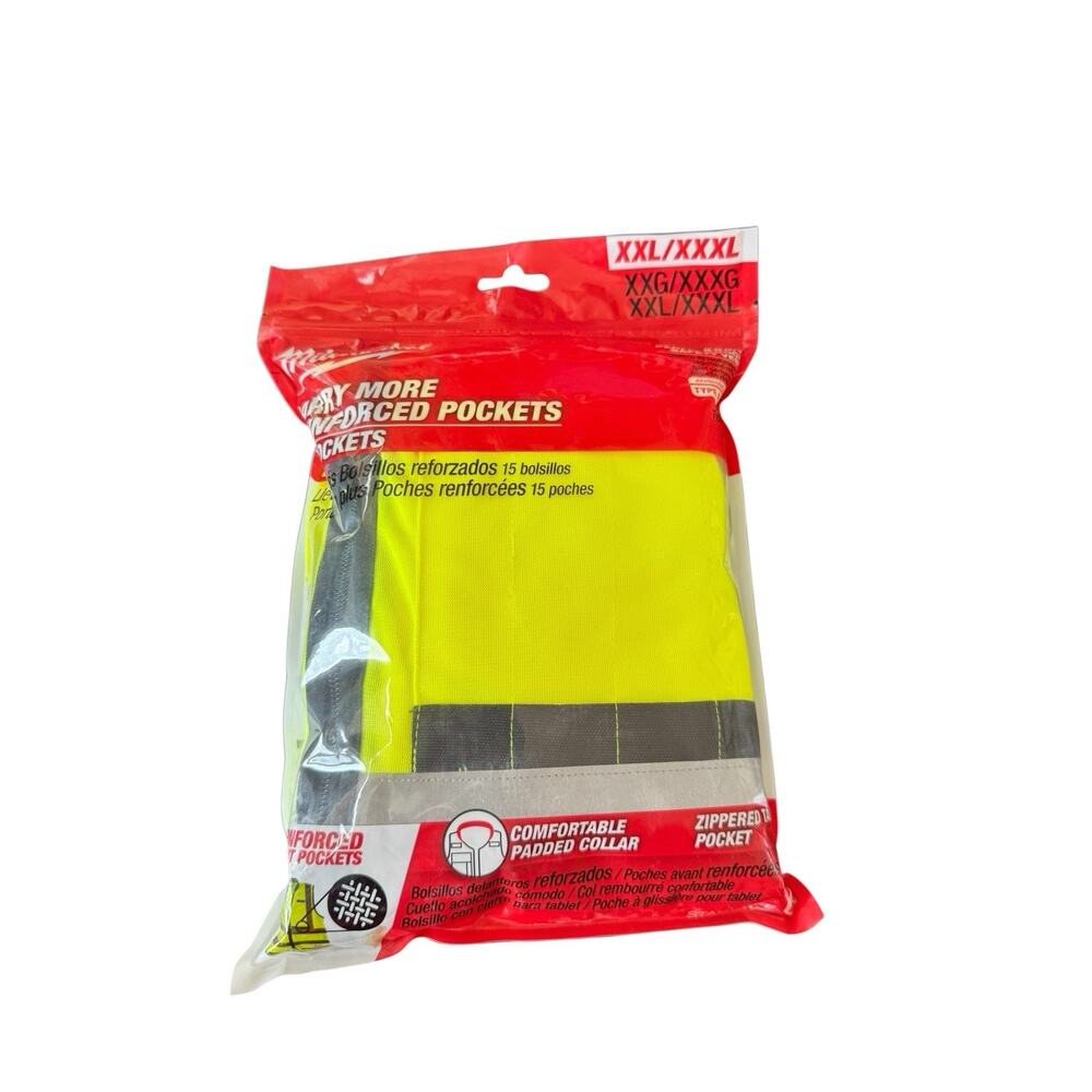 Milwaukee High Visibility Safety Vest XXL XXXL ANSI Type R Class 2 PPE Job Site